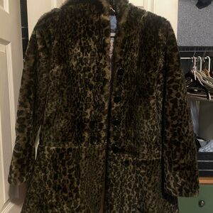 Free People About town Leopard Print Faux Fur Coat